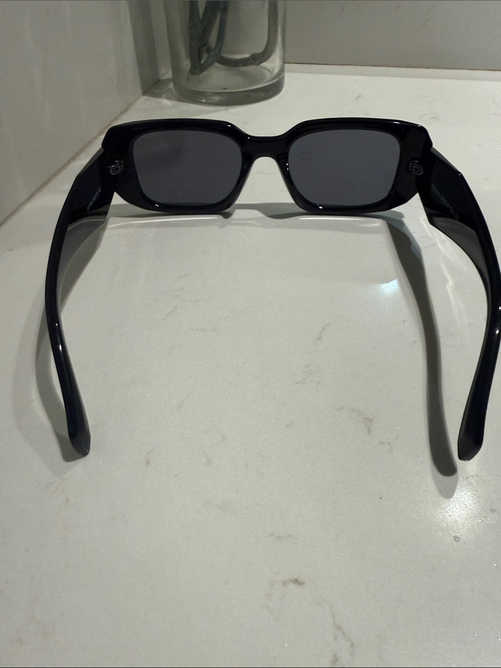 Prada Glossy Black Rectangular Sunglasses - Picture 7 of 14